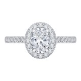 Shah Luxury 14K White Gold Oval Diamond Halo Engagement Ring with Euro Shank (Semi-Mount) photo