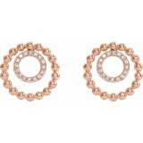 14K Rose  1/10 CTW Diamond Beaded Circle Earrings photo 2
