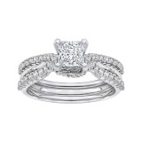 Shah Luxury 14K White Gold Princess Cut Diamond Engagement Ring with Split Shank (Semi-Mount) photo 2