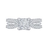 Shah Luxury 14K White Gold Princess Cut Diamond Engagement Ring with Split Shank (Semi-Mount) photo
