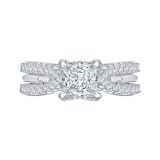 Shah Luxury 14K White Gold Princess Cut Diamond Engagement Ring with Split Shank (Semi-Mount) photo