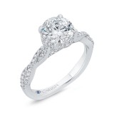 Shah Luxury 14K White Gold Round Diamond Crossover Shank Engagement Ring (Semi-Mount) photo 2