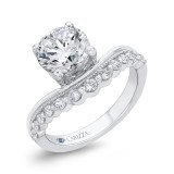 Shah Luxury 14K White Gold Round Cut Diamond Engagement Ring (With Center) photo 2