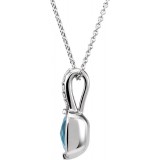 14K White Swiss Blue Topaz & .05 CTW Diamond 18 Necklace photo 2