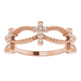 14K Rose .08 CTW Diamond Stackable Cross Ring photo 3