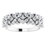 14K White 3/4 CTW Diamond Floral Anniversary Band photo 3