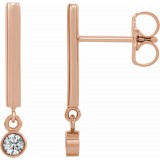 14K Rose 1/8 CTW Diamond Bar Earrings photo