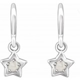 14K White 3 mm Round June Youth Star Birthstone Earrings photo 2