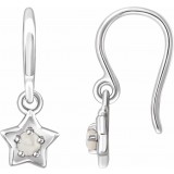 14K White 3 mm Round June Youth Star Birthstone Earrings photo