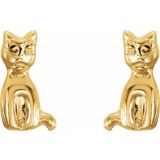14K Yellow Cat Earrings photo 2