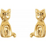 14K Yellow Cat Earrings photo 2