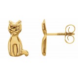 14K Yellow Cat Earrings photo