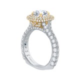 Shah Luxury 14K Two-Tone Gold Round Diamond Double Halo Engagement Ring (Semi-Mount) photo 2