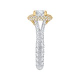 Shah Luxury 14K Two-Tone Gold Round Diamond Double Halo Engagement Ring (Semi-Mount) photo 3