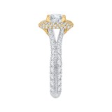 Shah Luxury 14K Two-Tone Gold Round Diamond Double Halo Engagement Ring (Semi-Mount) photo 3