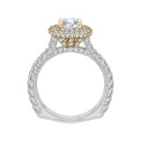 Shah Luxury 14K Two-Tone Gold Round Diamond Double Halo Engagement Ring (Semi-Mount) photo 4