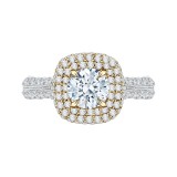 Shah Luxury 14K Two-Tone Gold Round Diamond Double Halo Engagement Ring (Semi-Mount) photo