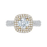 Shah Luxury 14K Two-Tone Gold Round Diamond Double Halo Engagement Ring (Semi-Mount) photo