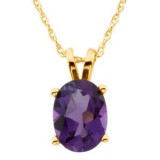 14K Yellow 8x6 mm Oval Amethyst Solitaire 18 Necklace photo