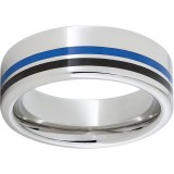 Serinium Pipe Cut Band with One 1mm Blue Inlay and One 1mm Black Inlay photo