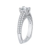 Shah Luxury Round Diamond Euro Shank Cathedral Style Engagement Ring In 14K White Gold (Semi-Mount) photo 2