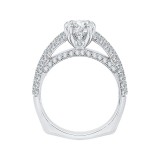 Shah Luxury Round Diamond Euro Shank Cathedral Style Engagement Ring In 14K White Gold (Semi-Mount) photo 4