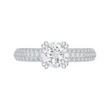 Shah Luxury Round Diamond Euro Shank Cathedral Style Engagement Ring In 14K White Gold (Semi-Mount) photo