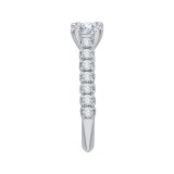 Shah Luxury 14K White Gold Cushion Diamond Cathedral Style Engagement Ring with Euro Shank (Semi-Mount) photo 2