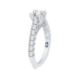 Shah Luxury 14K White Gold Cushion Diamond Cathedral Style Engagement Ring with Euro Shank (Semi-Mount) photo 3
