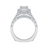 Shah Luxury 14K White Gold Cushion Diamond Cathedral Style Engagement Ring with Euro Shank (Semi-Mount) photo 4
