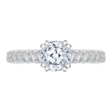 Shah Luxury 14K White Gold Cushion Diamond Cathedral Style Engagement Ring with Euro Shank (Semi-Mount) photo