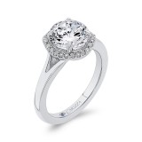 Shah Luxury 14K White Gold Round Cut Diamond Split Shank Halo Engagement Ring (Semi-Mount) photo 2