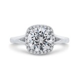 Shah Luxury 14K White Gold Round Cut Diamond Split Shank Halo Engagement Ring (Semi-Mount) photo