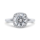 Shah Luxury 14K White Gold Round Cut Diamond Split Shank Halo Engagement Ring (Semi-Mount) photo