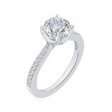 Shah Luxury Round Diamond Cathedral Style Engagement Ring In 14K White Gold (Semi-Mount) photo 2