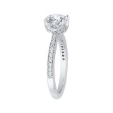 Shah Luxury Round Diamond Cathedral Style Engagement Ring In 14K White Gold (Semi-Mount) photo 3