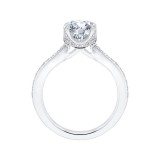 Shah Luxury Round Diamond Cathedral Style Engagement Ring In 14K White Gold (Semi-Mount) photo 4