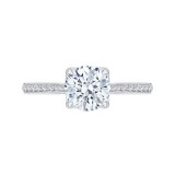 Shah Luxury Round Diamond Cathedral Style Engagement Ring In 14K White Gold (Semi-Mount) photo