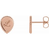 14K Rose Engravable Beaded Earrings photo