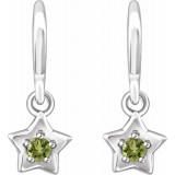 14K White 3 mm Round August Youth Star Birthstone Earrings photo 2