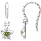 14K White 3 mm Round August Youth Star Birthstone Earrings photo