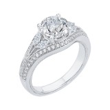 Shah Luxury 14K White Gold Round Diamond Engagement Ring with Split Shank (Semi-Mount) photo 2