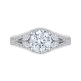 Shah Luxury 14K White Gold Round Diamond Engagement Ring with Split Shank (Semi-Mount) photo