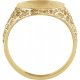 14K Yellow 19x15 mm Oval Signet Ring photo 2