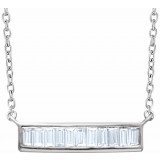 14K White 1/4 CTW Diamond Baguette Bar 16-18 Necklace photo