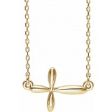 14K Yellow Sideways Cross 16-18 Necklace photo