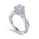 Gabriel & Co. 14k White Gold Floral Twisted Engagement Ring photo 3