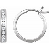 14K White 1/2 CTW Diamond Hoop Earrings photo