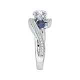 Shah Luxury 14K White Gold Round Diamond and Sapphire Engagement Ring (Semi-Mount) photo 2