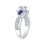 Shah Luxury 14K White Gold Round Diamond and Sapphire Engagement Ring (Semi-Mount) photo 3